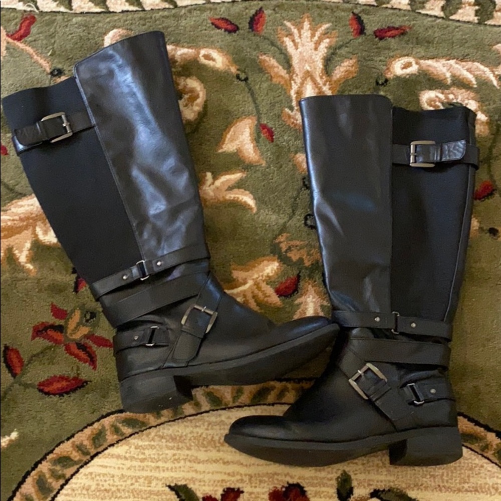 TORRID MULTI STRAP TALL BOOTS WIDE CALF